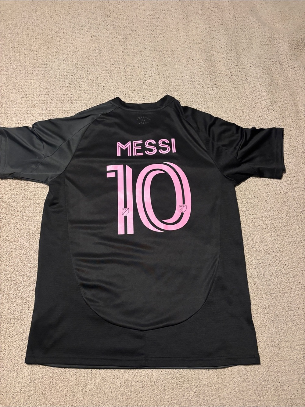 Black Kids Soccer Jersey with Pink Number 10